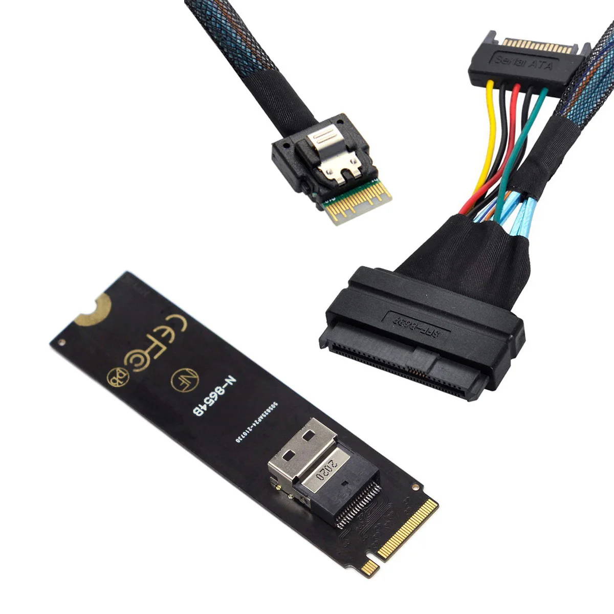 

CY CYSM SFF-8654 Slimline SAS Card to NGFF M-Key NVME Adapter and U.2 U2 SFF-8639 NVME PCIe SSD Cable for Mainboard SSD