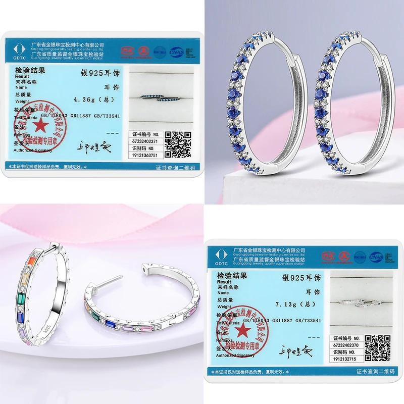 925 Sterling Silver Hoop Earrings Large Round Simple Zirconia Drop Earrings for Women Girl Party Birthday Wedding Jewelry Gifts
