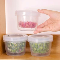 Boîte de rangement pour réfrigérateur de cuisine, panier de conservation des légumes, bac de drainage hermétique, double couche, rond 5