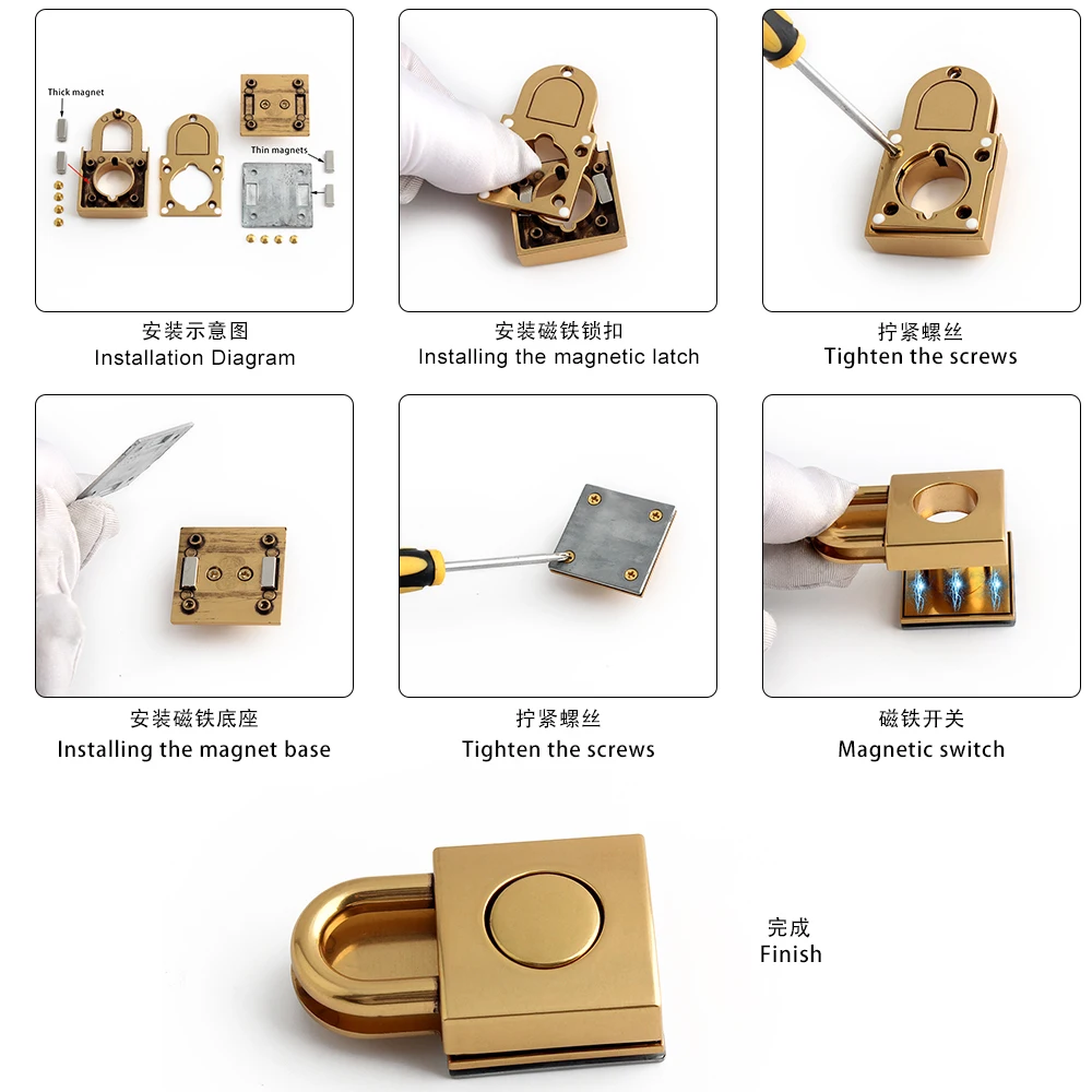 4/10Sets Metal Clasp Lock Snap Hook For DIY Leather Craft Handbag Shoulder Purse Briefcase Catch Buckles Whole Set Accessories