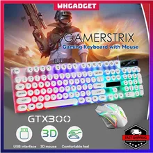 

New GTX300 Set Gaming Keyboard And Mouse Office Computer RGB Light Colourful Keypad Retro Keyboards dan Tetikus