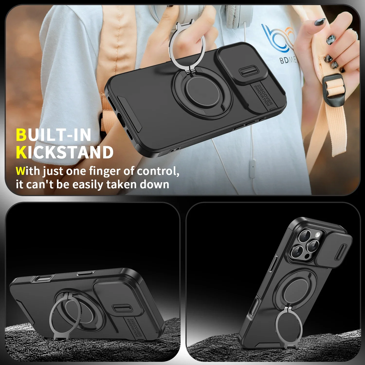 Coque hybride robuste avec anneau magnétique pour iPhone 16 15 14 13 12 11 Pro Max Plus, support de protection pour appareil photo pour coque Magsafe_voghion.com