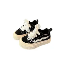 2024 New Boys Girls Canvas Shoes Autumn Children's School Performance Shoes Babys Children Biscuit Bottom Breathable Kids Shoes 6