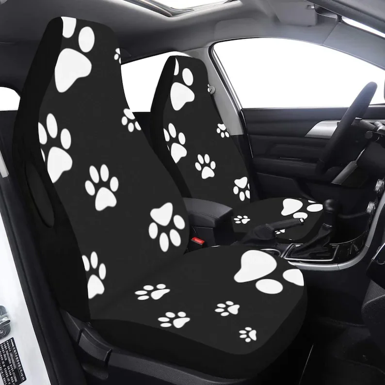 

Car Accessories For Women | Various Colors - Designer Cat Paw Bucket Seat Covers - Airbag Compatible (Set of 2) | Custom Seat Co