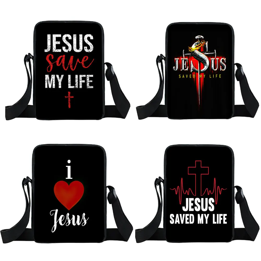 JesusSaveMyLifePrintCrossbodyBagChristianityHandbagGodBelieversMessengerBagReligion