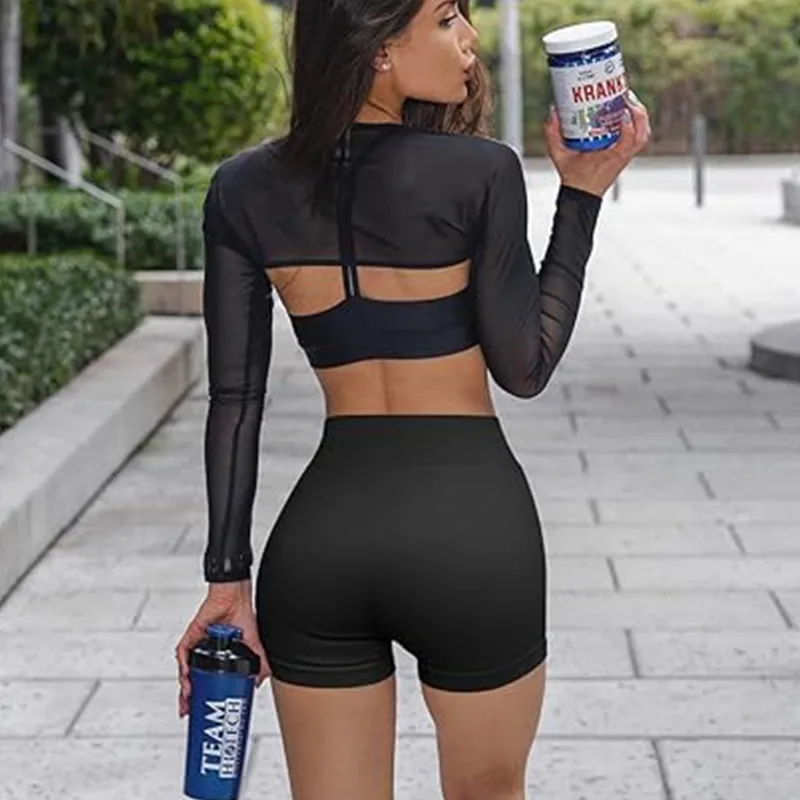 Women High Waist Workout Fitness Yoga Shorts Gym Running Yoga Leggings Scrunch Butt Seamless Knited Sports Three Point Shorts 3