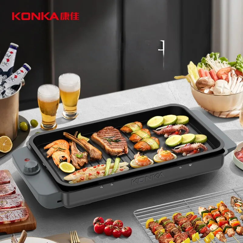 

Электрическая духовка KONKA, бездымный гриль для барбекю с подносом для духовки, бытовая железная тарелка для барбекю, шпажка, гриль 220 В