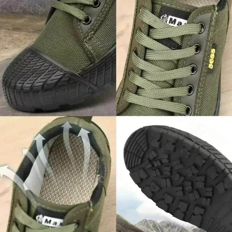 Men's Canvas Shoes Outdoor Work Shoes Non Slip Breathable Casual Sneakers for Male Soft Sole Wear-resistant Walking Flats
