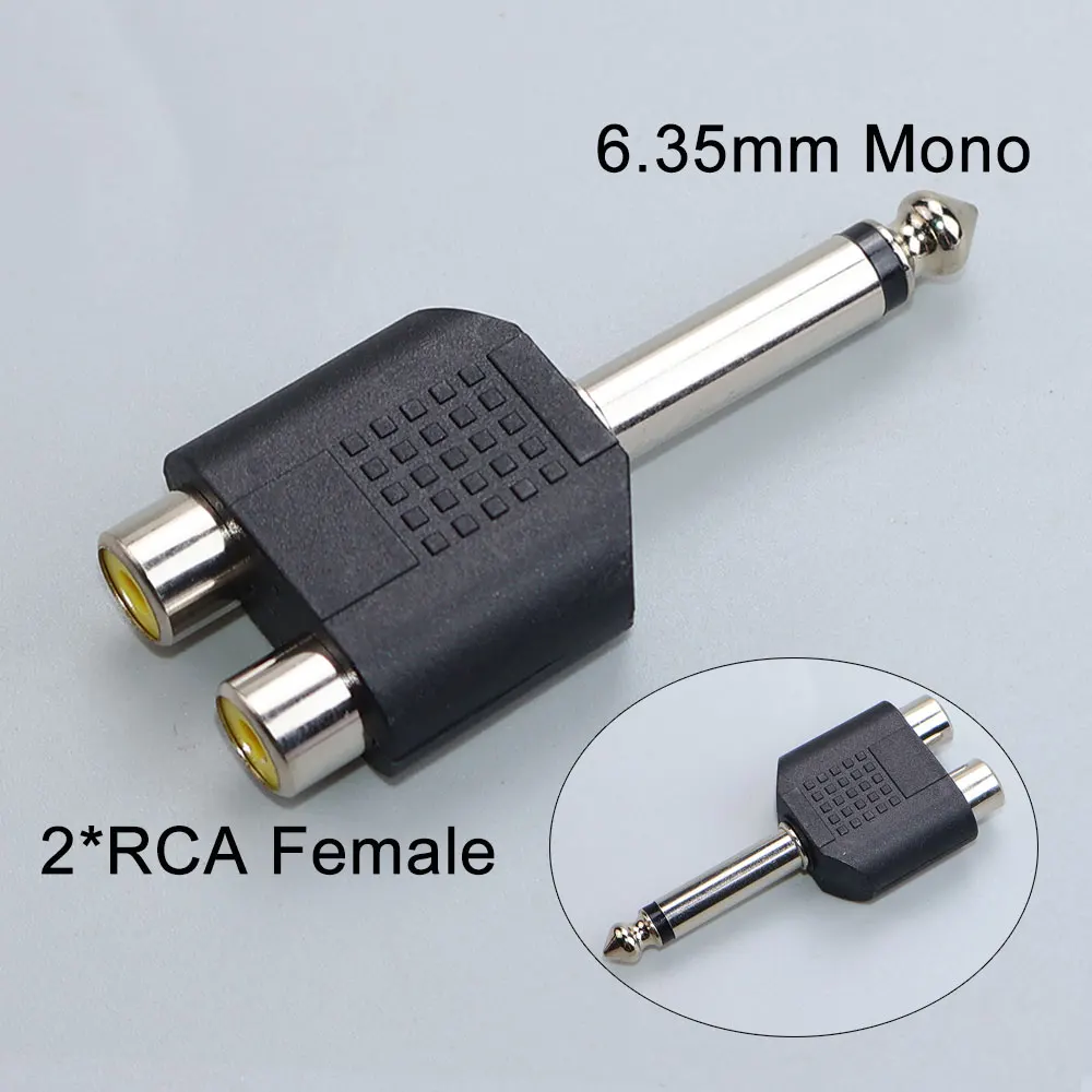 Dual Audio Connector Adapter: 3.5mm & 6.35mm to RCA