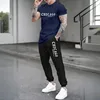 CHICAGO Print Men Tracksuit Set Jogger Clothing For Man Casual Suit Short Sleeve Tshirts+Trousers 2 Piece Outfits Streetwear 4