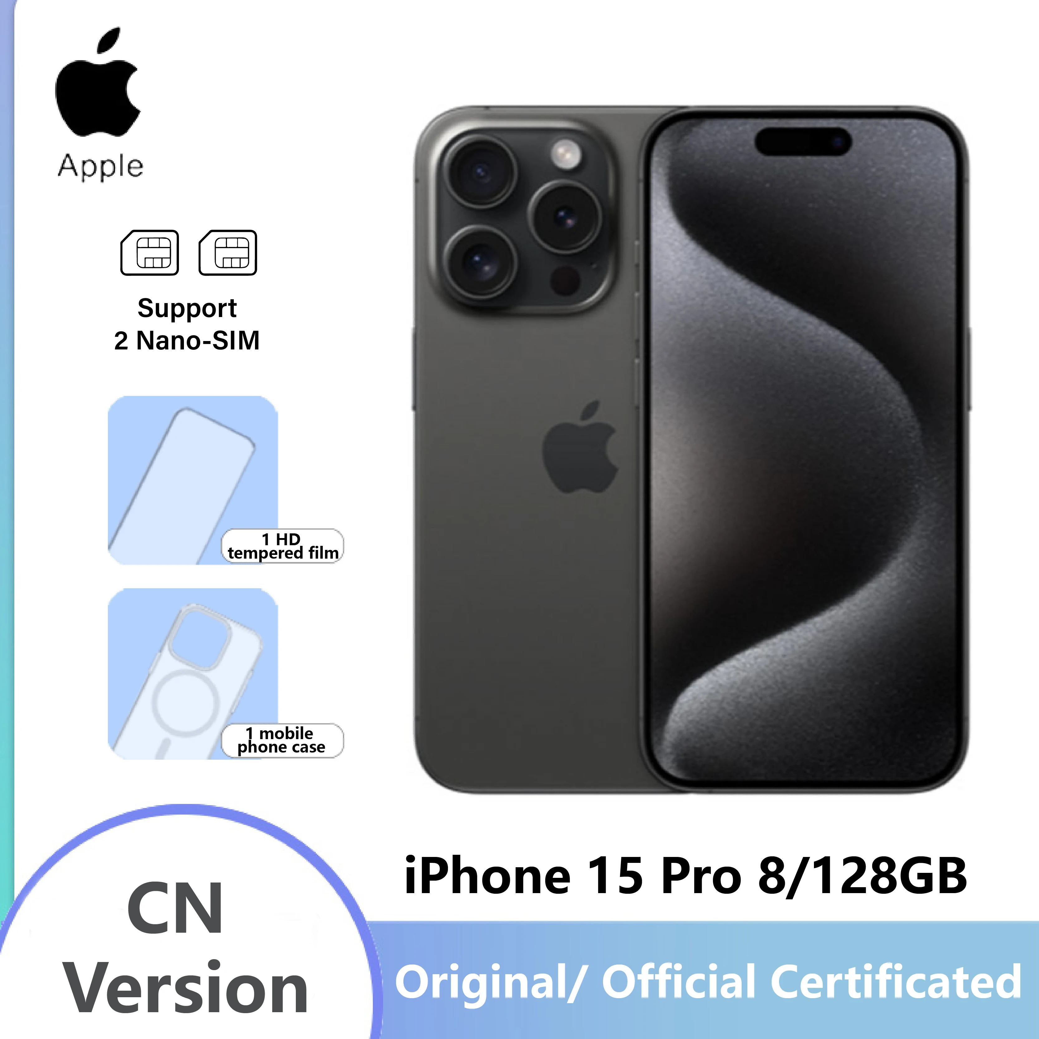 Apple iPhone 15 Pro 6.1" OLED Display 48MP Camera SIM+SIM 4422mAh Battery (Renewed Premium)
