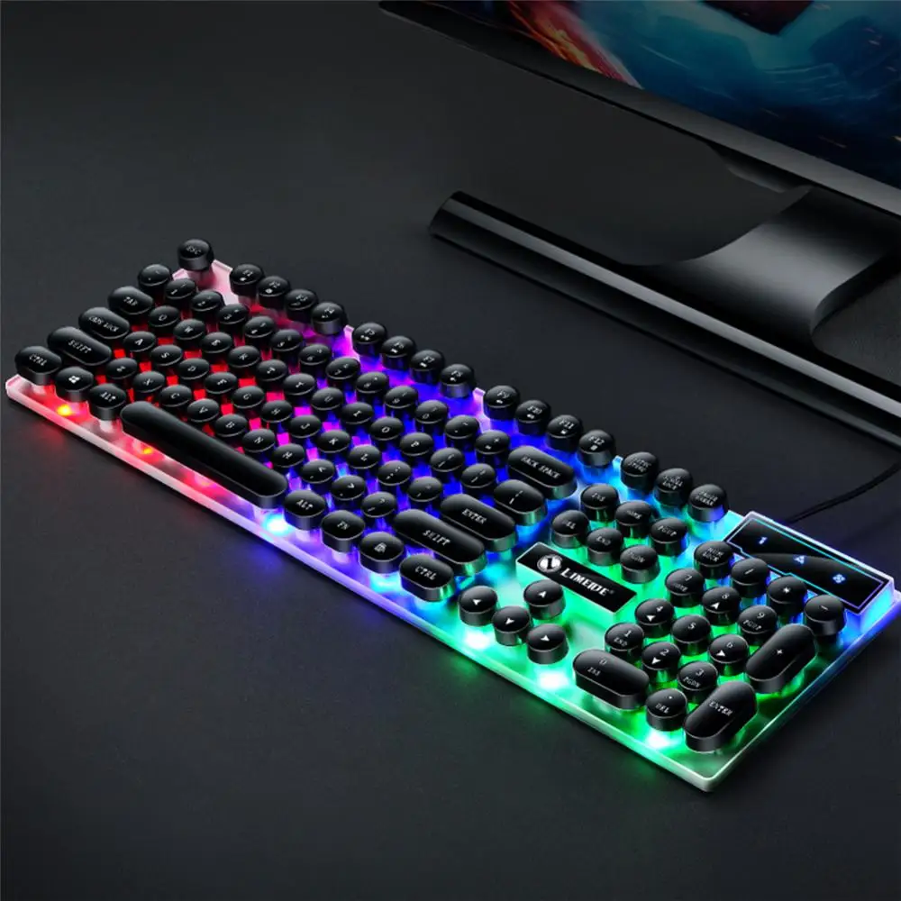 기계식 키보드 104 키, 방진 USB 유선 키보드 마우스 세트, 방수 RGB 백라이트 게임용 키보드, 게이밍 마우스 쿨