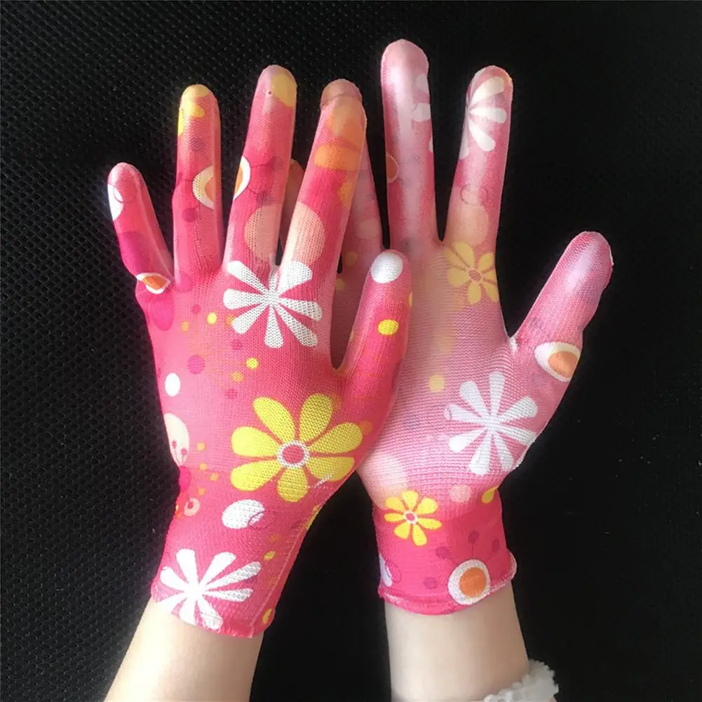 Yard Cleaning Palm-Coated Floral Garden Gloves 12 pairs Women Non-Slip Working Gloves Non-Slip Household Labor Protection