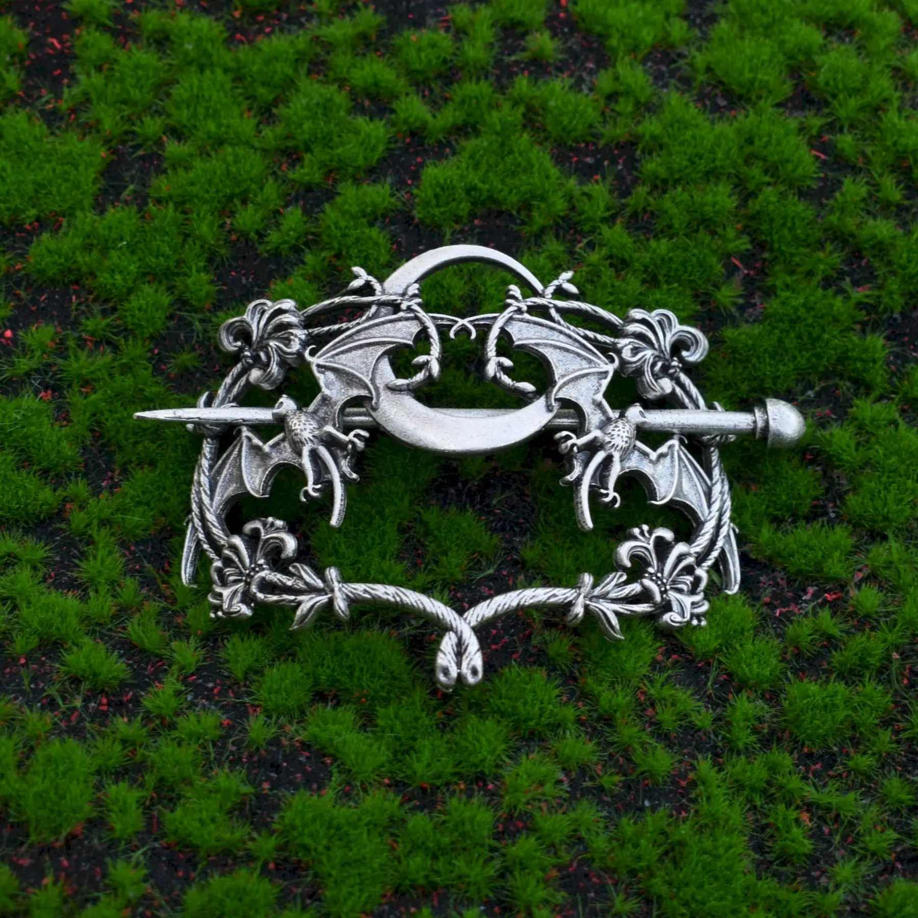 Barrette à Cheveux Halloween - Forme Chauve-souris Gothique En Métal - Accessoire Cosplay Et Fête - Environ 10.5x8 Cm
