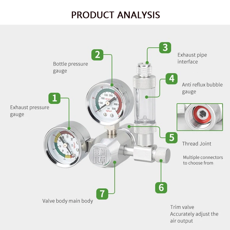 Regulador de CO2 para Acuario AC100-240V con Contador de Burbujas, Kit de Válvula Solenoide, Sistema de Reacción de CO2 para Peceras, Válvula Reductora de Presión de CO2