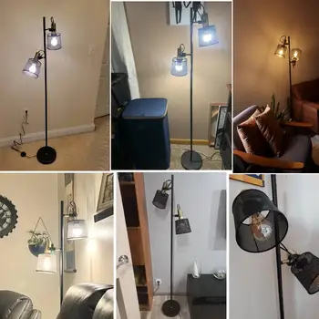 Modern vintage foot lamp 2 lights Corner Floor Lamp With FootSwitch E27 Rotable Living Room Bedroom Office Gift Standing Light 6