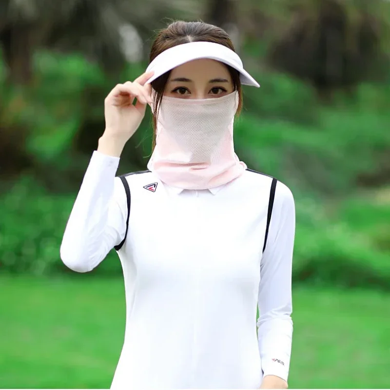 PGM Korea Golf Apparel Sun Protection T Shirt Women'S Sports Playing Ice Silk Mask Bottoming Shirt High Collar Quick-Drying Tops