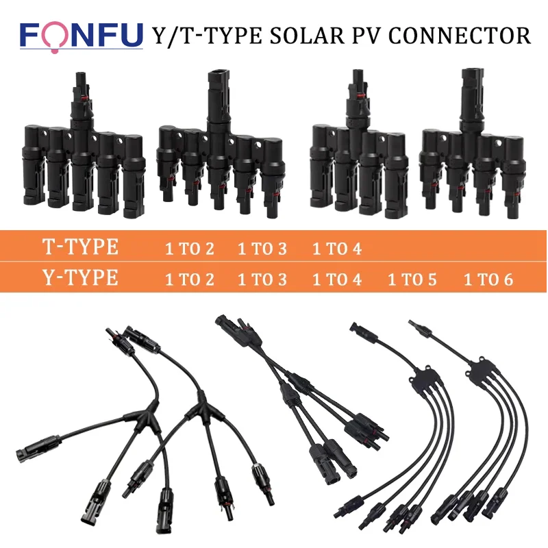 Painel Módulo de Bateria Fotovoltaica Masculina e Feminina Impermeável Conector Solar pv tipo t tipo y Ramo pv Plug Wire Way 5set