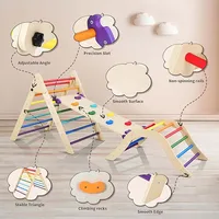 Pikler Triangle Set With Cushion, 5 In 1 Montessori Foldable Climbing Set, Climbing Indoor Playground Set For Toddlers, Wooden C 2