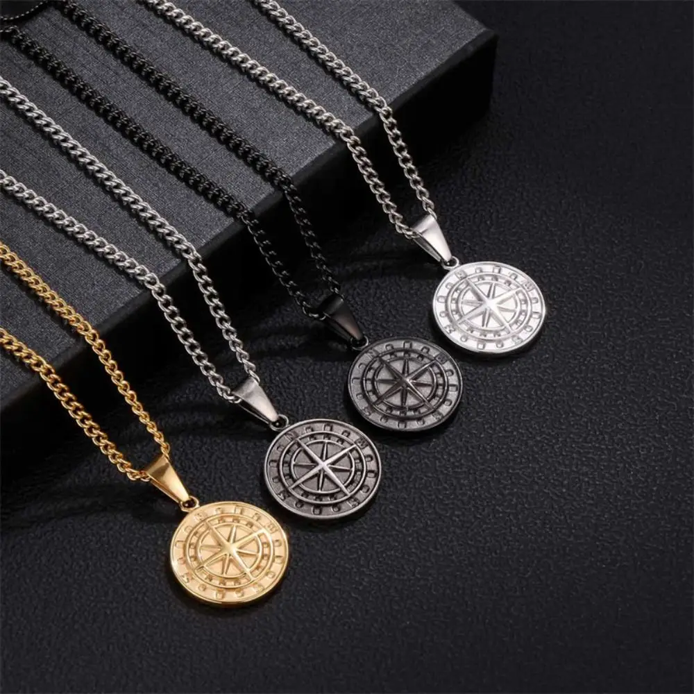 

Гипоаллергенная подвеска с компасом, креативная цепочка из нержавеющей стали в стиле панк, ювелирные изделия, подарки, ожерелье с компасом неподвластного дизайна