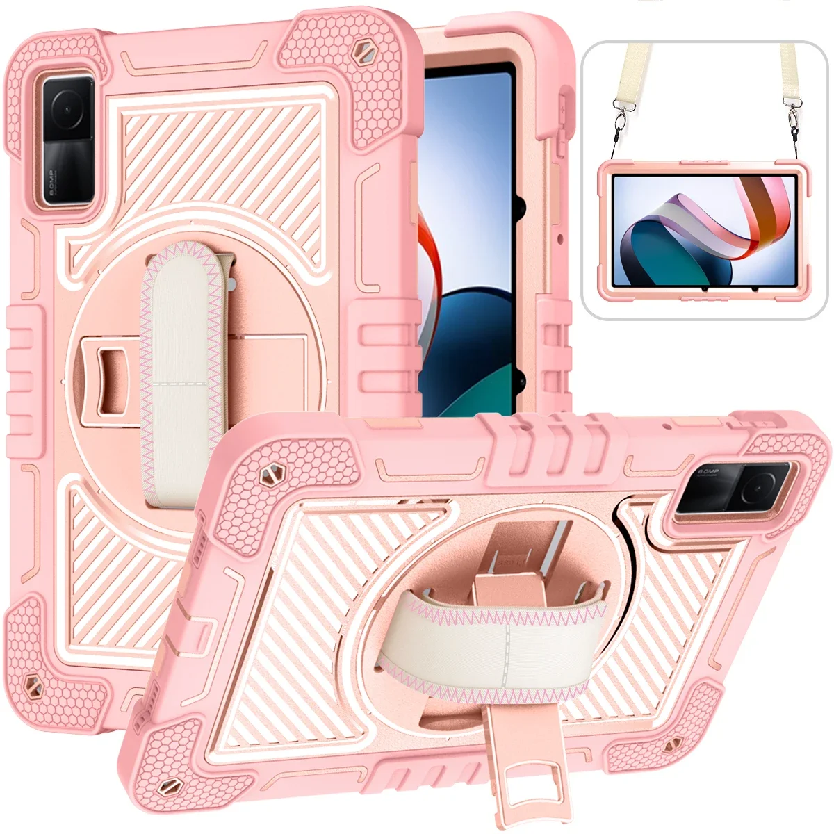 Heavy Duty Shockproof Tablet Case with Swivel Bracket, Handle, and Shoulder Strap