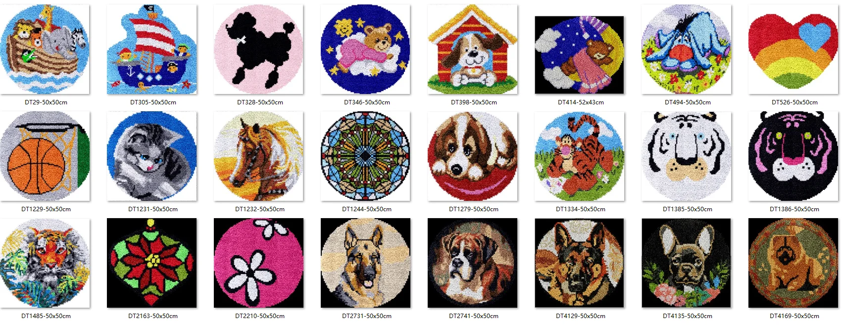Unfinished Latch Hook Kits, Acrylic Yarn, Embroidery Cushion, Front Cross Stitch, Carpet, 50-50CM Dogs Latch Hook Rug