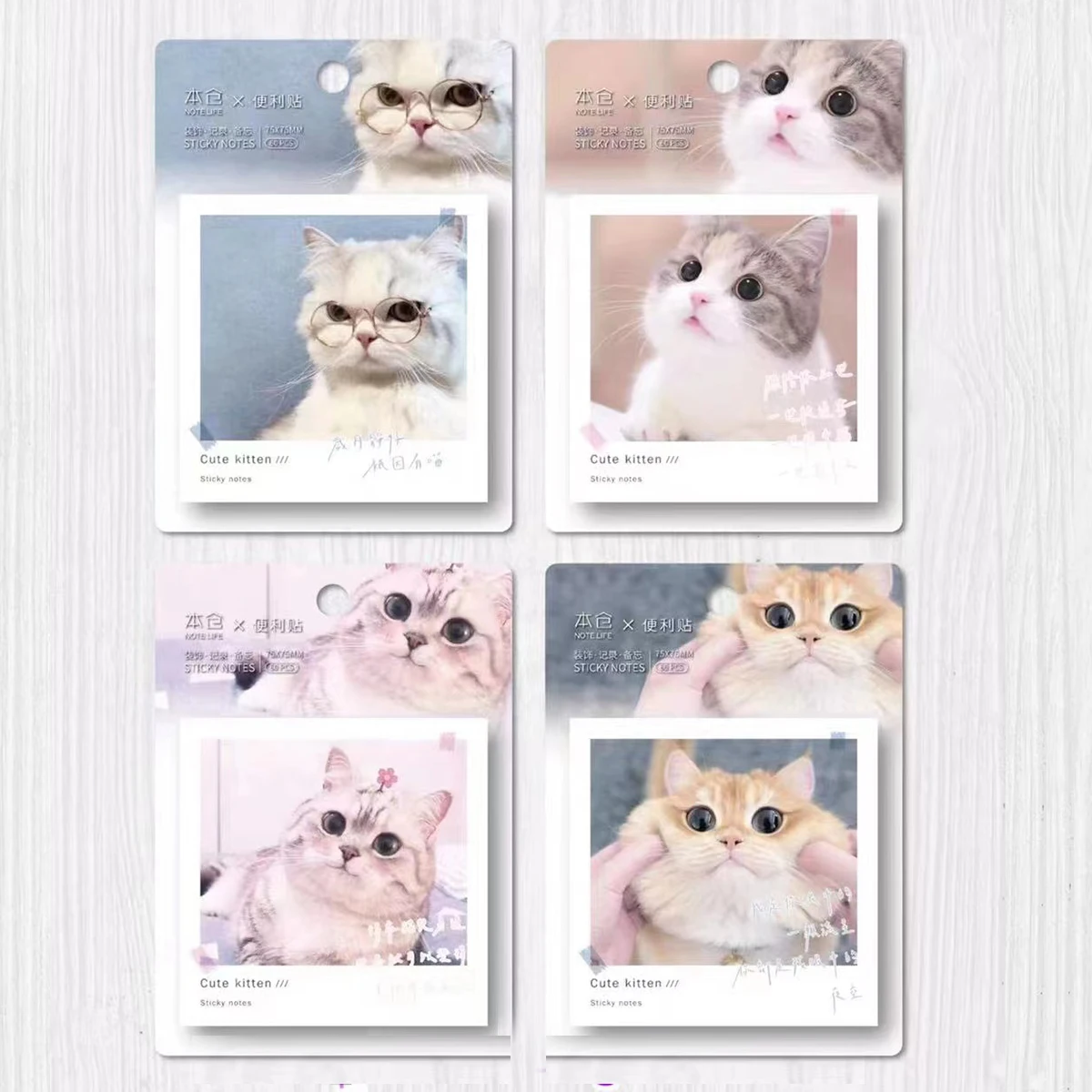 60 Sheets Kawaii Cat Sticky Notes Memo Pad Student Stationery School Office Supply N Times Sticky Cartoon Self-stick Memo Note