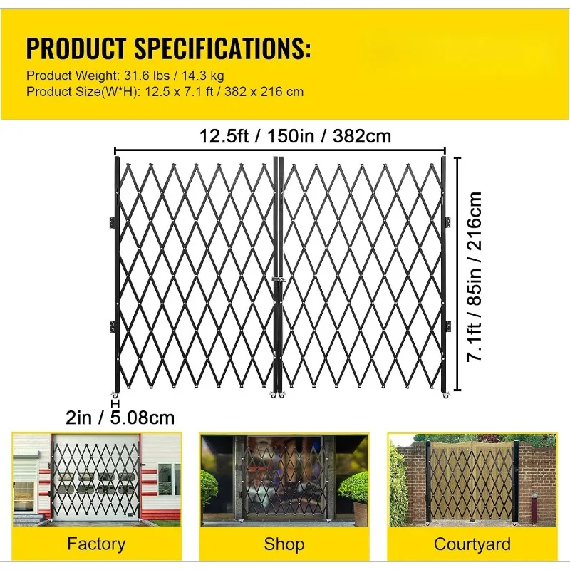 Bi-fold Security Door 87" High X 150" Wide Folding Door Flexible Extension Security Door Scissor Door or Keyed Door Bi-folding 6