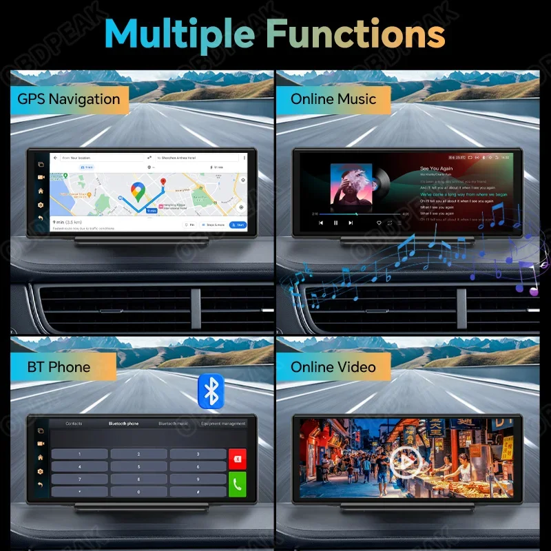 10.26" 4G Android 13 AI Screen 4G+64G Dual Lens Dash Cam Carplay&Android Auto Car DVR ADAS GPS Rearview Mirror Camer car dash cam