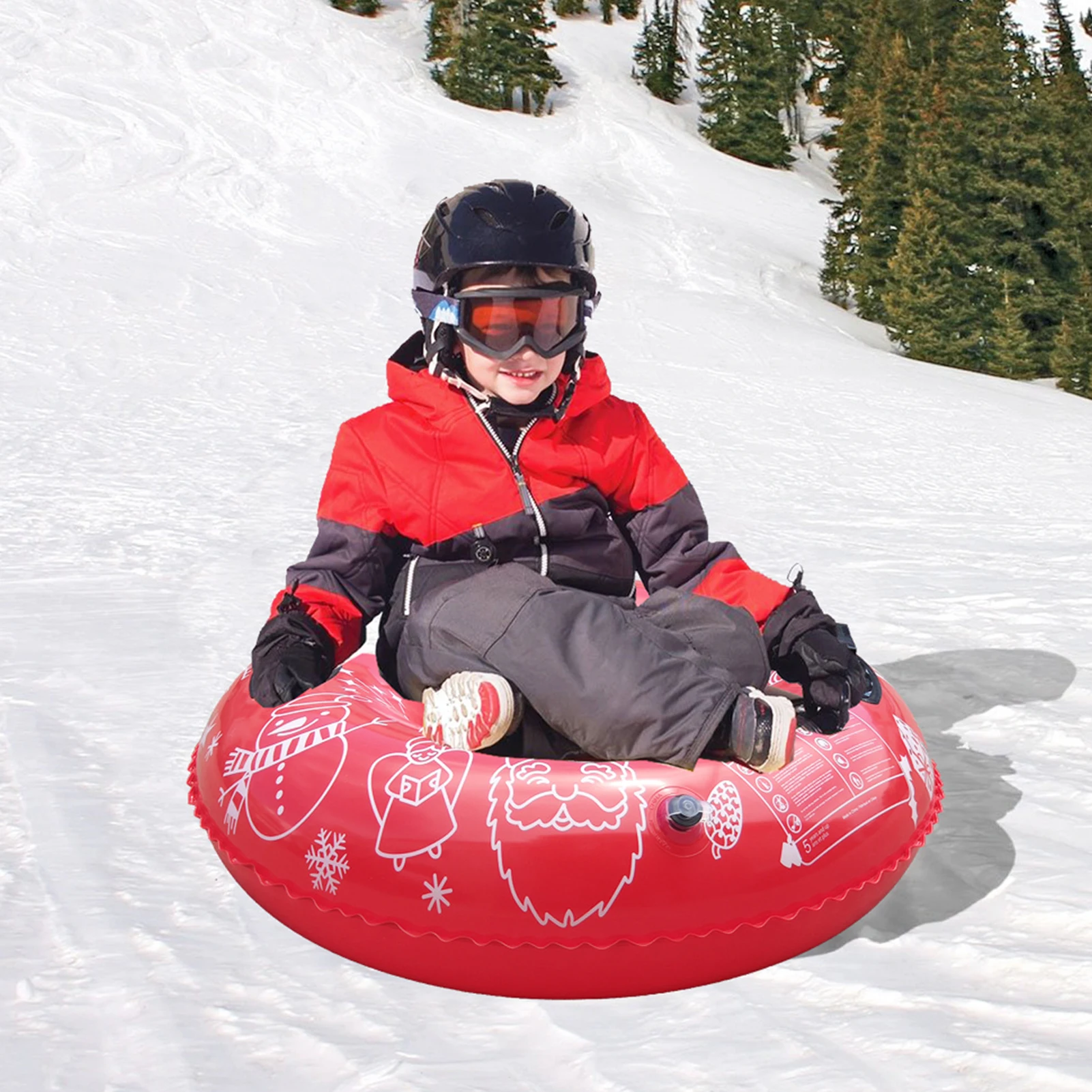 Inflatable Snow Tube Snow Sled Handles Sledge Circle Tire Tube Thickened Winter Sports Inflatable Skiing Circle Rings