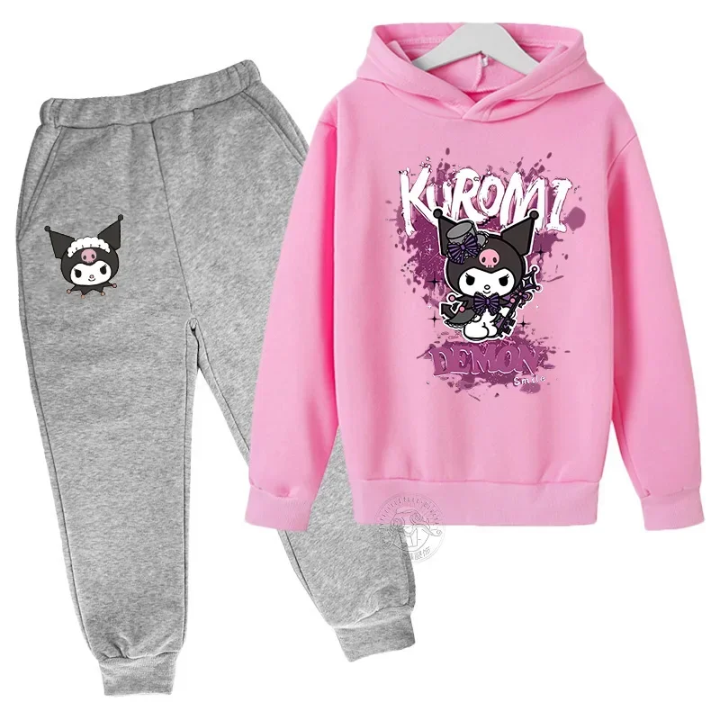 thumbnail image 1 of Conjunto de dos piezas de ropa infantil de Hello Kitty Kuromi, traje deportivo para niños y niñas de 3 a 14 años, traje informal de moda Kawaii para otoño, 1 of 5