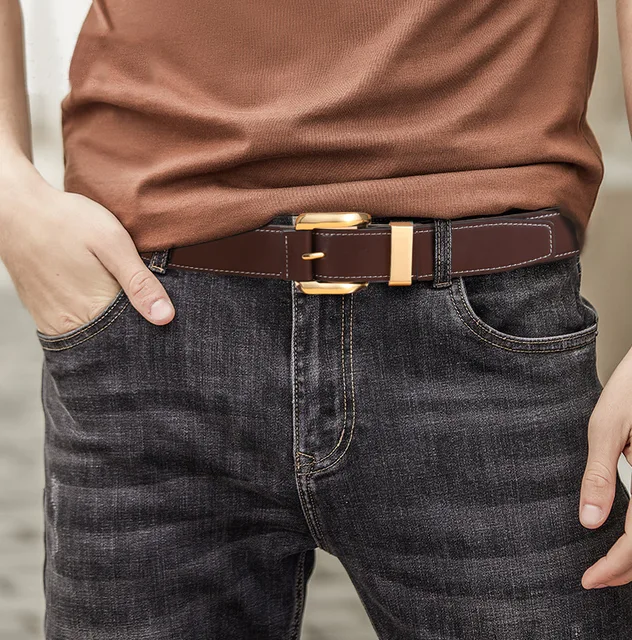 New Belt Men's Leather Simple Casual Buckle Belt Top Leather