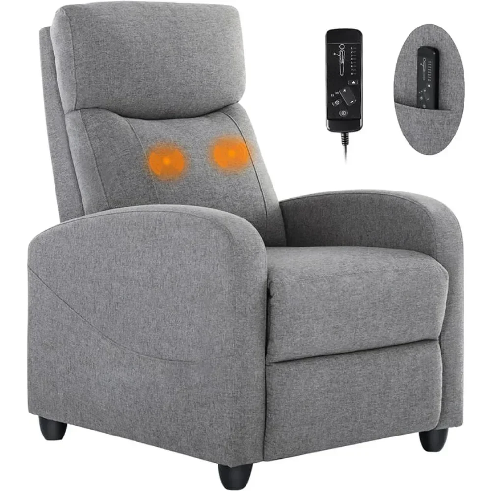 

Massage Recliner Chair,Home Theater Seating,Comfortable Fabric Adjustable Sofa with Padded Seat Backrest for Living Room,Grey