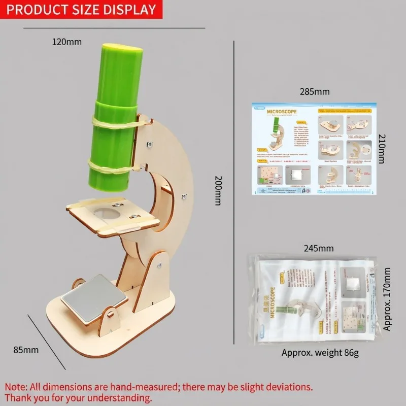 STEM 3D 조립 DIY 현미경 과학 실험 키트 어린이 수제 조립 물리학 재료 팩 기술 만들기 학습