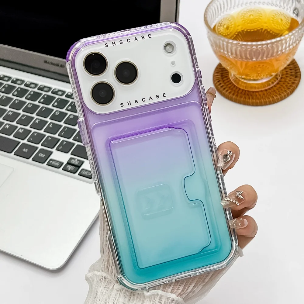 Gradient Transparent Luxury Wallet Case with Card Slot