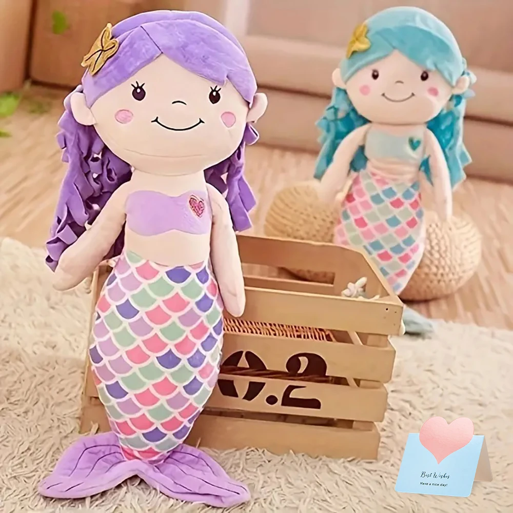 30cm Purple Mermaid Plush Toy Soft Throw Pillows Doll Cotton Blue Fish Beauty Stuffed Animals Birthday Gift for Girls Kids