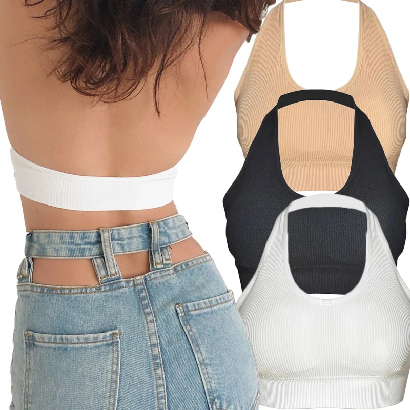 

Женский сексуальный жилет с открытой спиной, сексуальный бюстгальтер, бюстгальтер без косточек, спортивный бюстгальтер на бретелях, однотонное нижнее белье, женские топы, красивые Топы без косточек