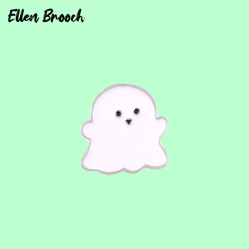 Cute Kids Lapel Pins Cartoon White Ghost Bag Backpack Clothes Brooch