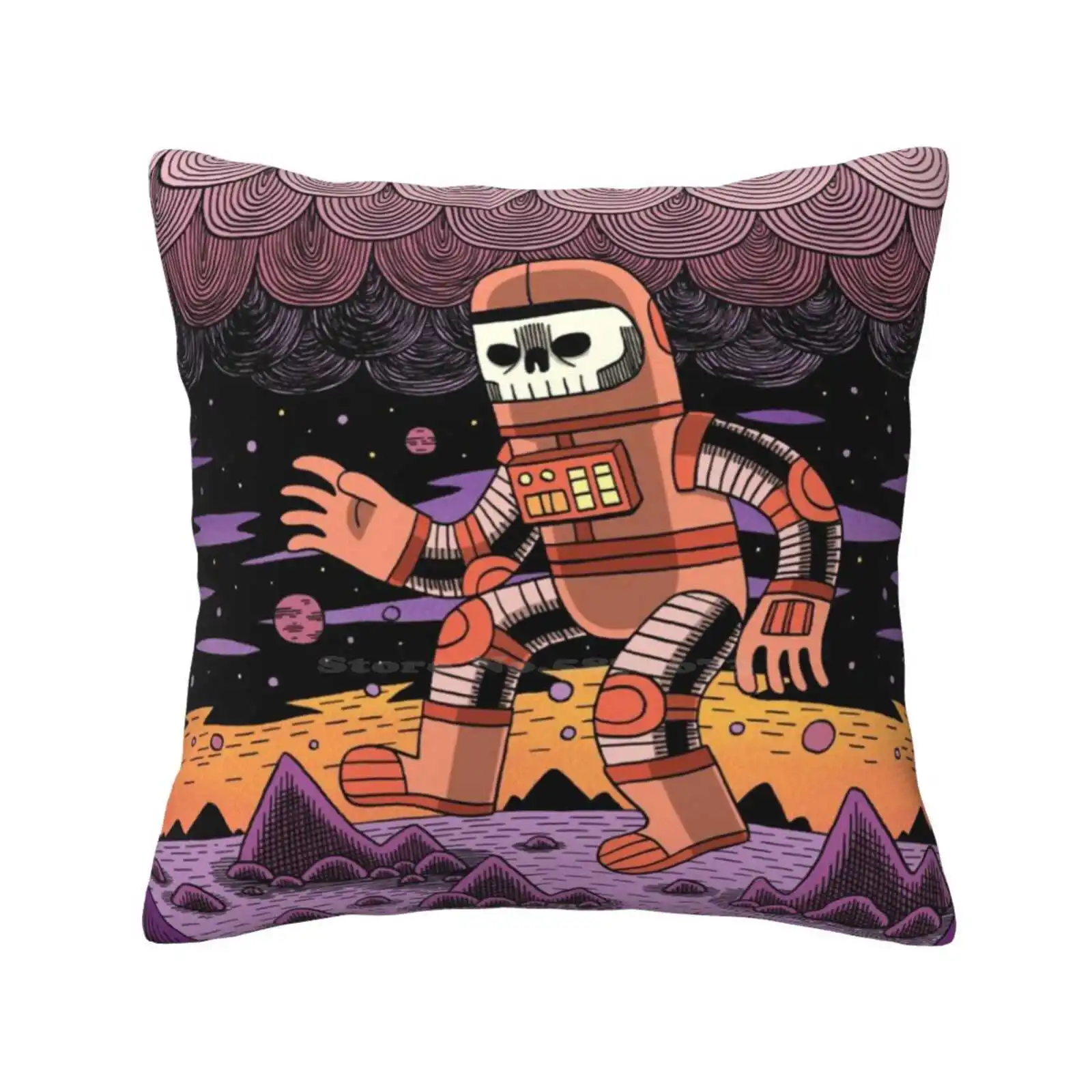 Orbit Pillow Cover Hug Federa Astronauta Spaceman Cosmic Non Morto Zombie Scheletro Morte Grim Reaper Cloud Stars Pianeti Galaxy