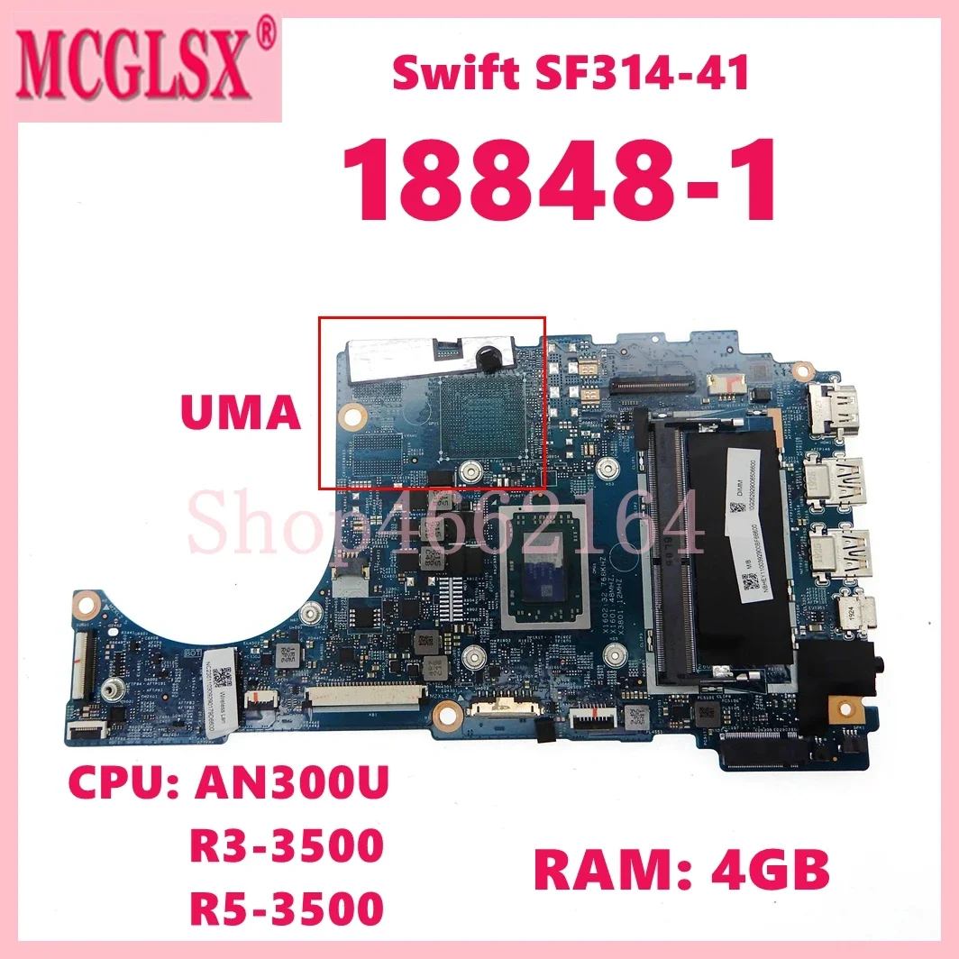 Placa-mãe para Laptop Acer 188481 com An300u R33500 R5-3500 Cpu 4gb de Ram Swift Sf31441 Sf314-41g Notebook Mainboard