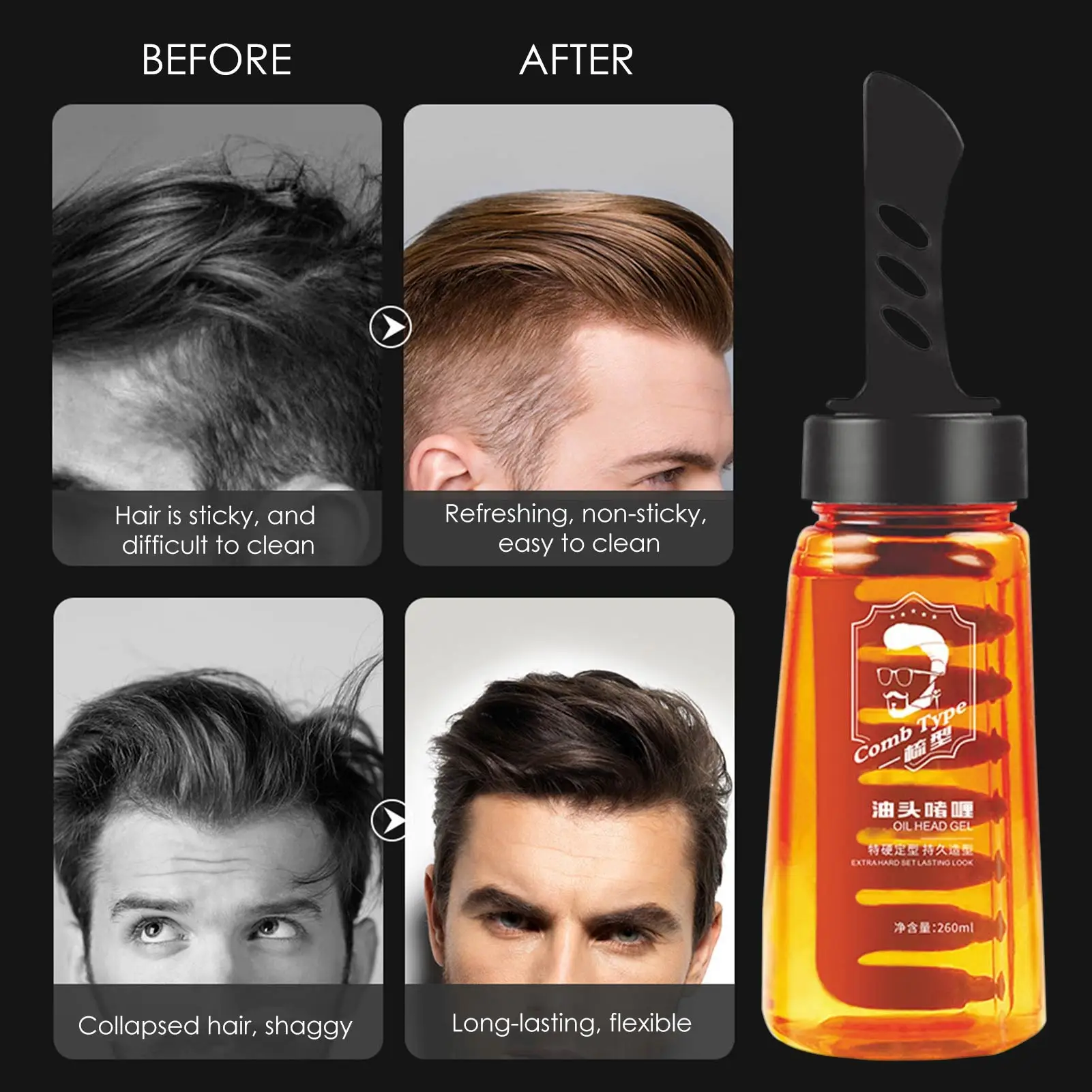 280ml Professional Hair Wax Gel For Men Long Lasting Pomade Fluffy Hair Pomade 2 In 1 280ml Hair