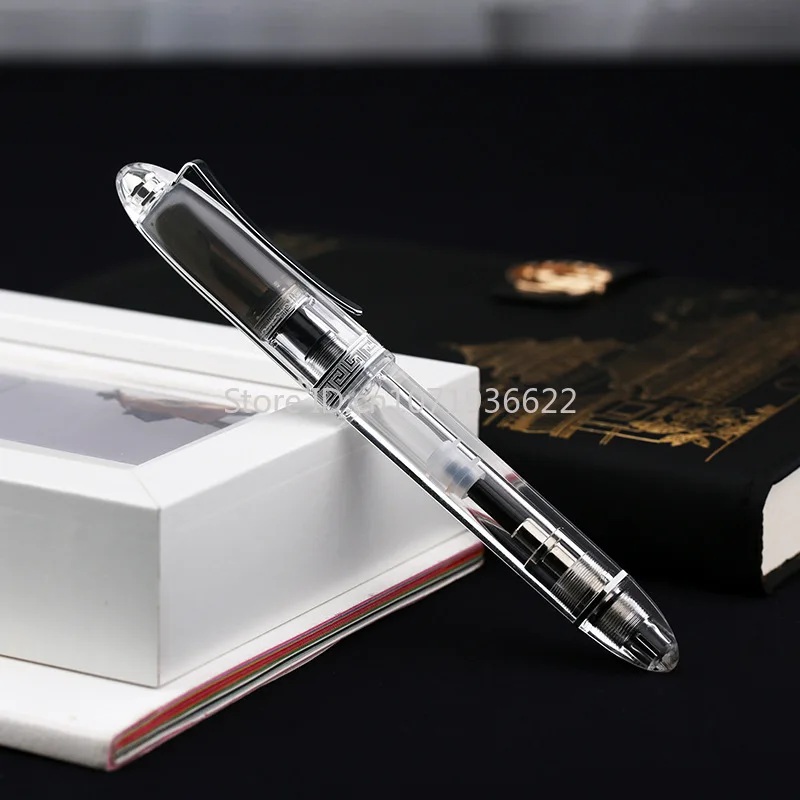 Limited Color Majohn V60 Transparent Triangular Piston Resin Fountain Pen Writing Pen School Business Stationery Supplies Gift 3