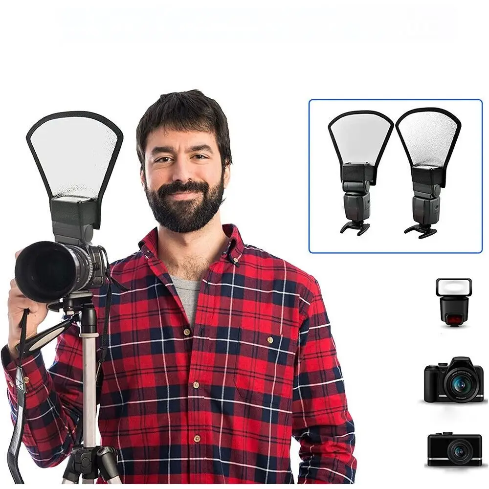 Universal Camera Flash Diffuser Softbox Silver White Reflector For Photography