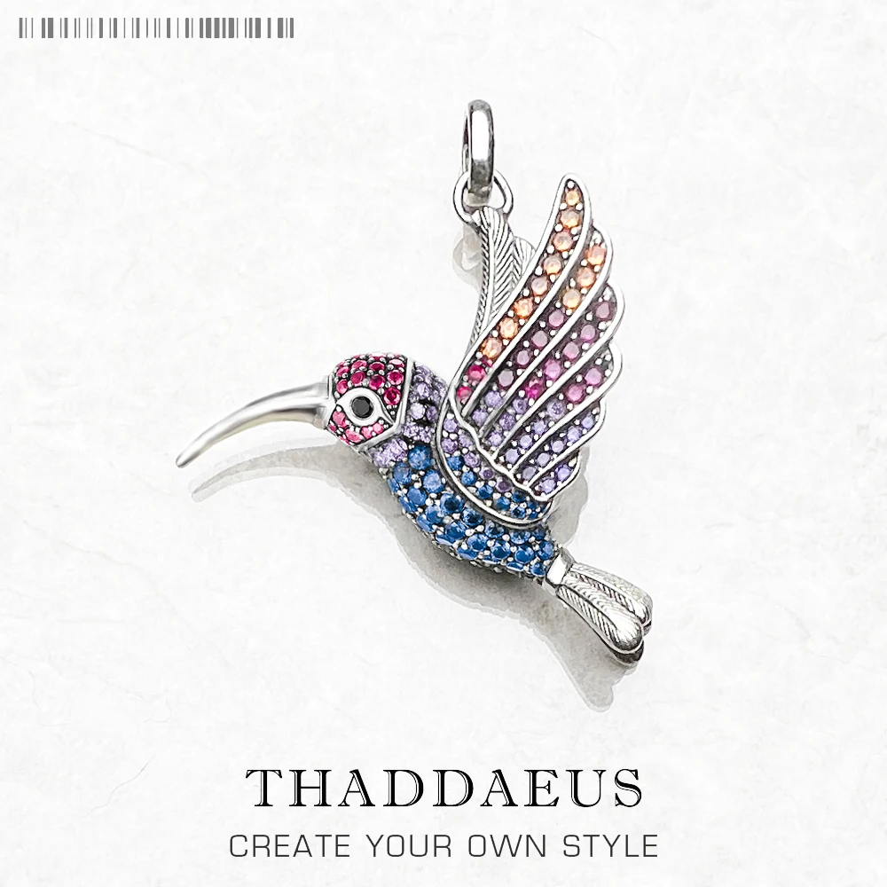Pendant Colourful Hummingbird Cute Fashion Jewelry Europe 925 Sterling Silver Gift For Woman pendant necklace,silver pendant,silver necklace charms