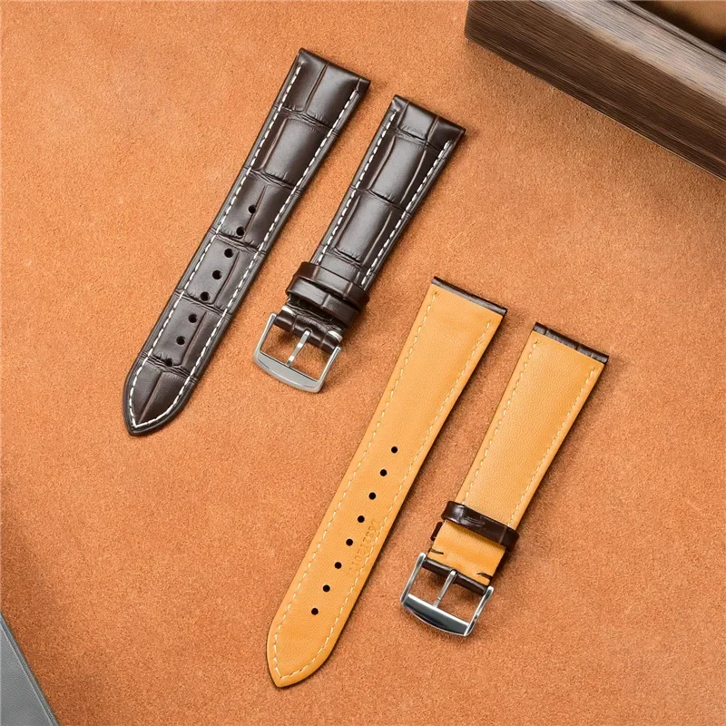 Premium Genuine Leather Watch Strap - Quality Cowhide for Universal Replacement, Men & Women