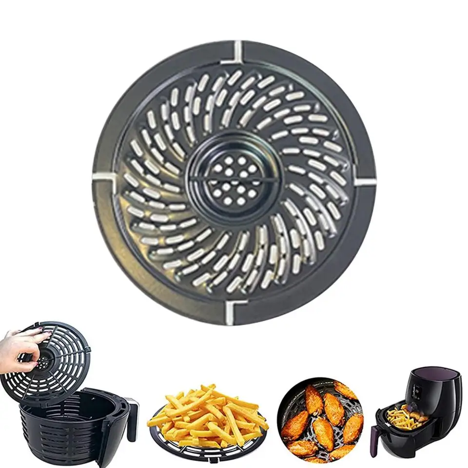 RichVibe Piastra/cassetto Per Friggitrice Ad Aria 20,8x20,8 Cm: In Acciaio Inox, Lavabile In Lavastoviglie, Con Paraurti In Gomma