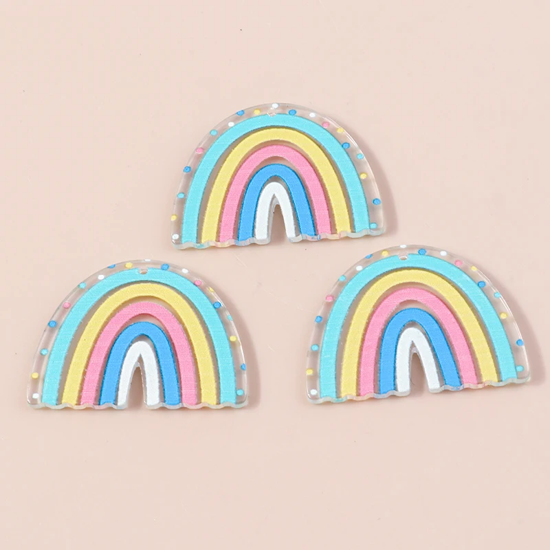 Leslie 10 Stück große, schöne Regenbogen-Charms-Anhänger aus Kunstharz für Ohrringe, Armbänder, Halsketten, DIY-Schmuck, Zuhause, Dokumente, hängende Anhänger – Detail 14