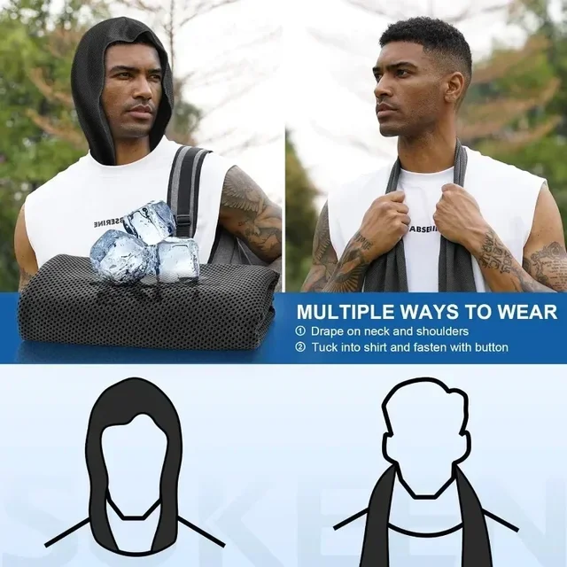 1PC Cooling Hoodie Towel Cooling Towel Quick Drying Absorbent Towels Sports Fitness Camping Cycling Suitable for Hot Weather 3