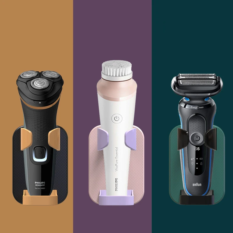 Punch Free Electric Shaver Cradle Self Adhesive Holder Wall Shelf Razor
