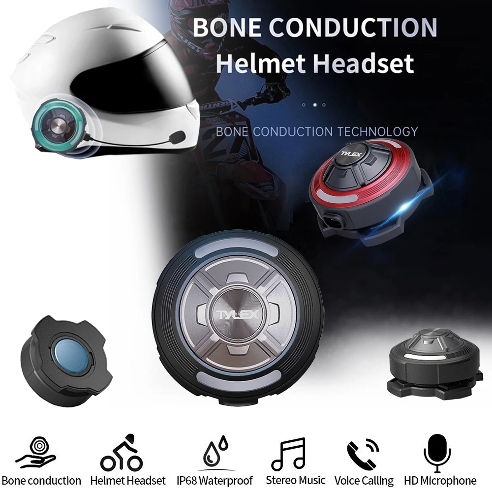 

KEBIDUMEI Motorcycle Bone Conduction Bluetooth Helmet Headset Waterproof Wireless Headphone Handsfree Stereo Music Player